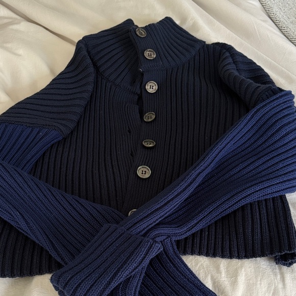 Zara Sweaters - Zara Dark Blue Ribbed Cardigan